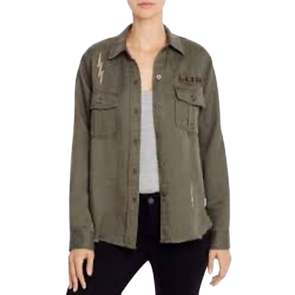 Loren Olive Lightning Bolt Shirt | Military Patch Embroidered Size S